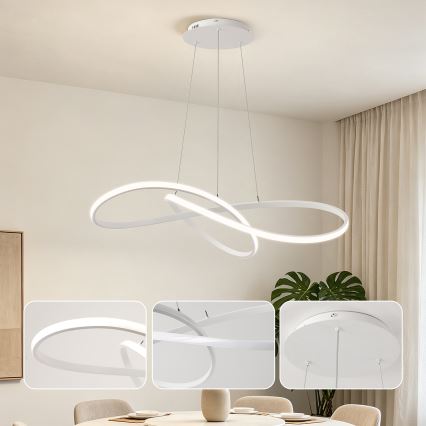 Brilagi - suspension LED dimmable sur câble INFINITY LED/80W/230V 3000-6000K 80x80 cm blanche + télécommande