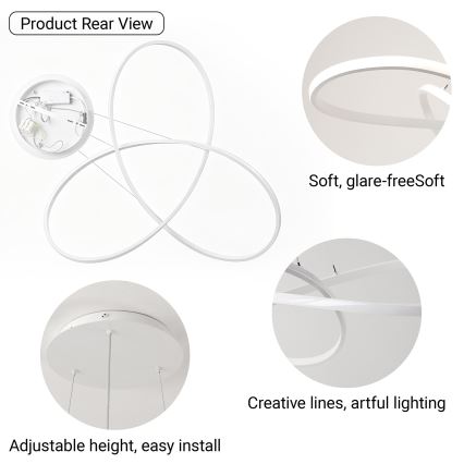 Brilagi - suspension LED dimmable sur câble INFINITY LED/80W/230V 3000-6000K 80x80 cm blanche + télécommande