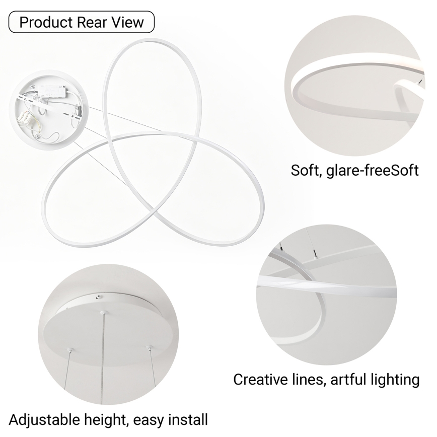 Brilagi - suspension LED dimmable sur câble INFINITY LED/80W/230V 3000-6000K 80x80 cm blanche + télécommande