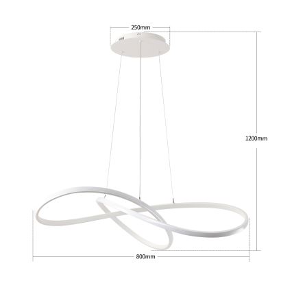 Brilagi - suspension LED dimmable sur câble INFINITY LED/80W/230V 3000-6000K 80x80 cm blanche + télécommande