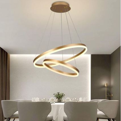 Brilagi - Suspension filaire à intensité variable CIRCLE LED/70W/230V 3000-6500K doré + télécommande
