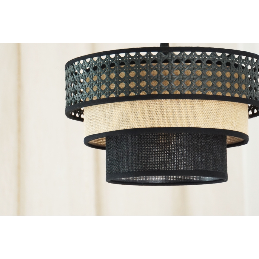 Brilagi - Suspension filaire DAKOTA LUNETA 1xE27/15W/230V d. 25 cm noir/rotin