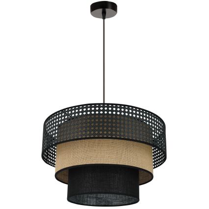 Brilagi - Suspension filaire DAKOTA LUNETA 1xE27/15W/230V d. 45 cm noir/rotin