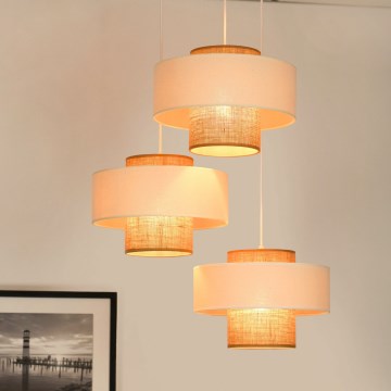 Brilagi - Suspension filaire DALLAS 3xE27/15W/230V marron/crème/blanc