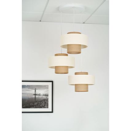 Brilagi - Suspension filaire DALLAS 3xE27/15W/230V marron/crème/blanc