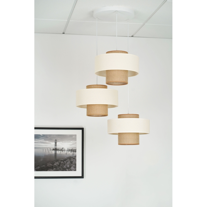 Brilagi - Suspension filaire DALLAS 3xE27/15W/230V marron/crème/blanc