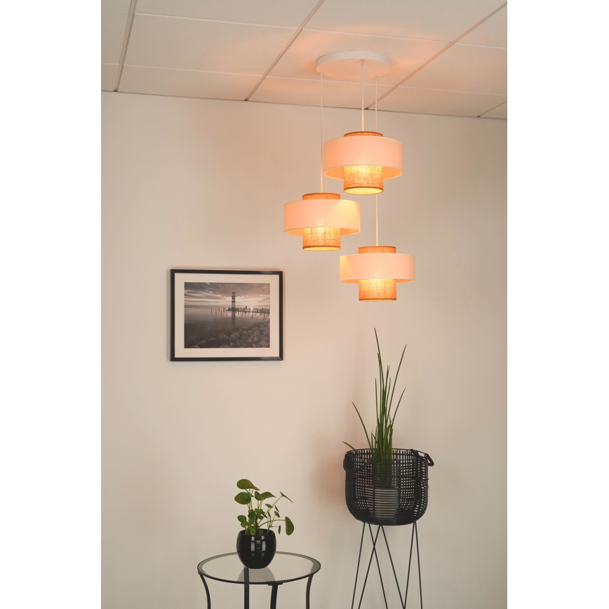 Brilagi - Suspension filaire DALLAS 3xE27/15W/230V marron/crème/blanc