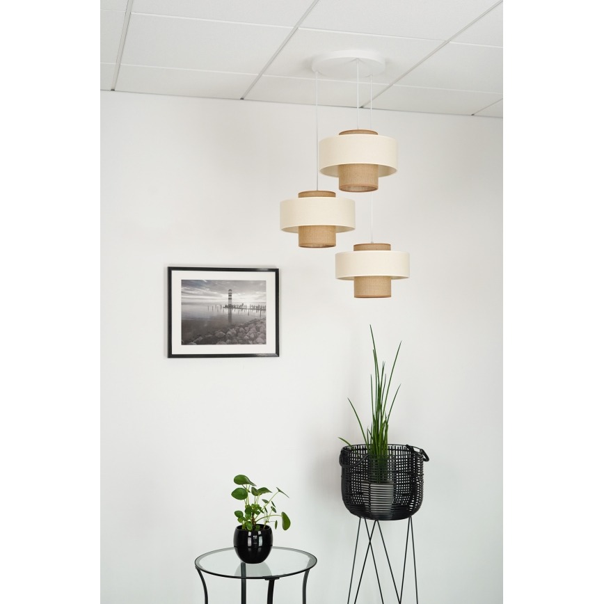 Brilagi - Suspension filaire DALLAS 3xE27/15W/230V marron/crème/blanc