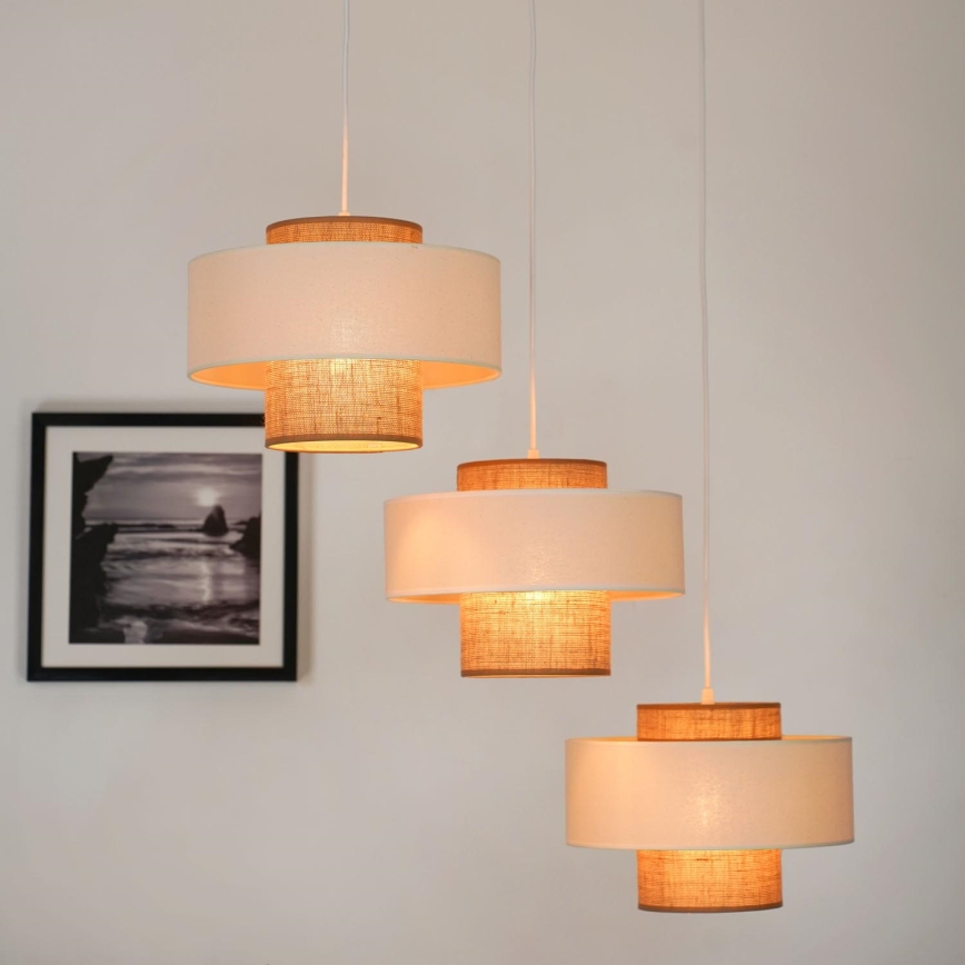 Brilagi - Suspension filaire DALLAS 3xE27/15W/230V marron/crème/blanc