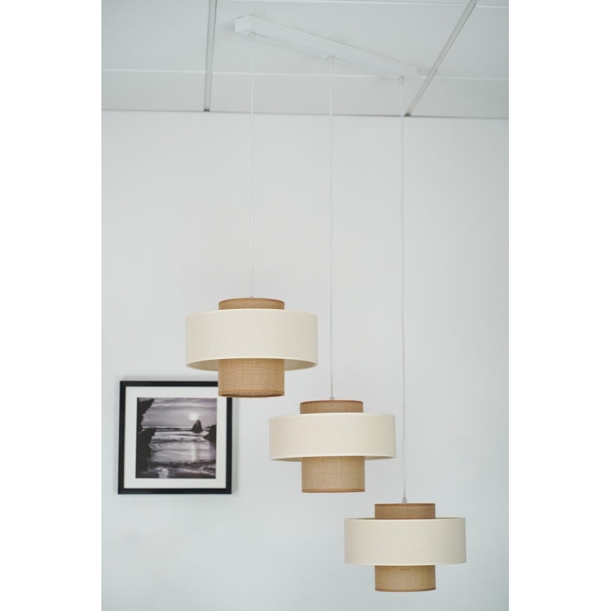Brilagi - Suspension filaire DALLAS 3xE27/15W/230V marron/crème/blanc