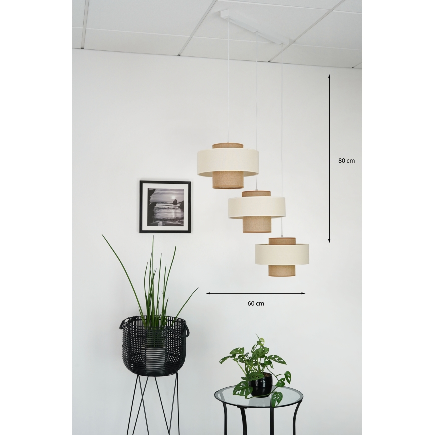 Brilagi - Suspension filaire DALLAS 3xE27/15W/230V marron/crème/blanc