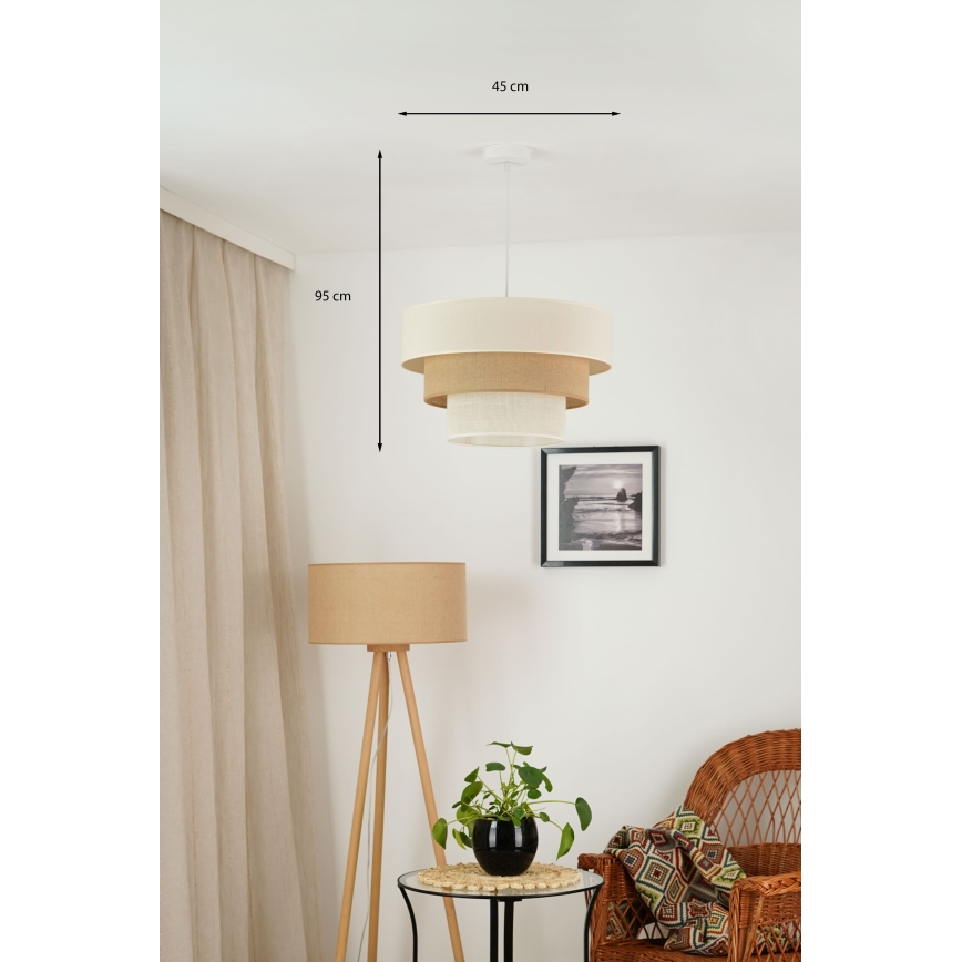 Brilagi - Suspension filaire DENVER LUNETA 1xE27/15W/230V d. 45 cm beige/marron/crème