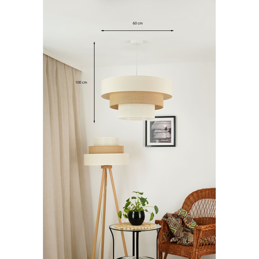 Brilagi - Suspension filaire DENVER LUNETA 1xE27/15W/230V d. 60 cm beige/marron/crème