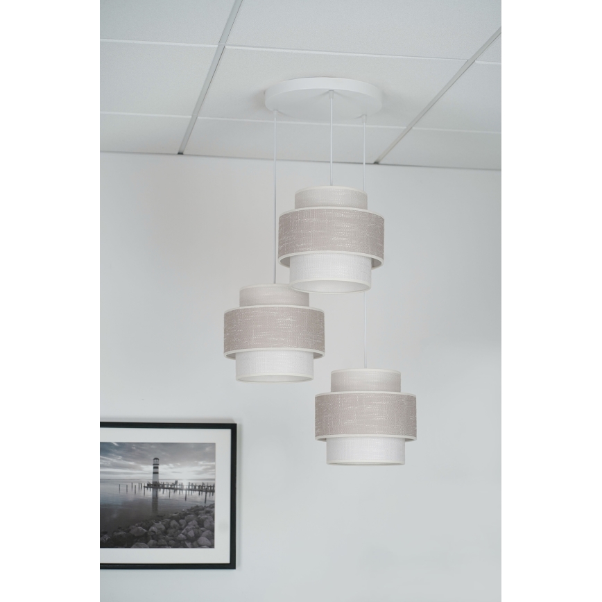 Brilagi - Suspension filaire DOVER SPACE 3xE27/15W/230V gris/crème