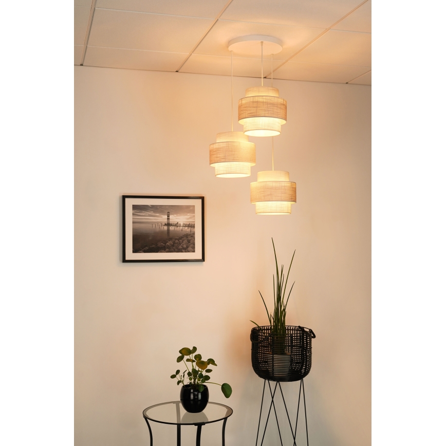 Brilagi - Suspension filaire DOVER SPACE 3xE27/15W/230V gris/crème