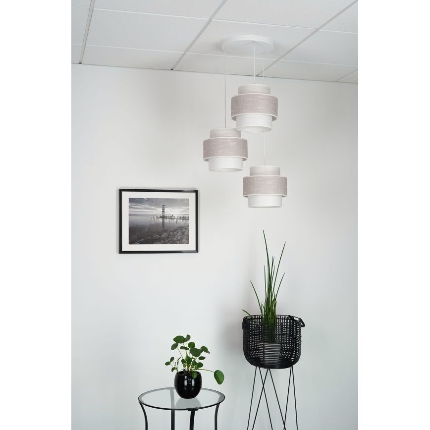 Brilagi - Suspension filaire DOVER SPACE 3xE27/15W/230V gris/crème