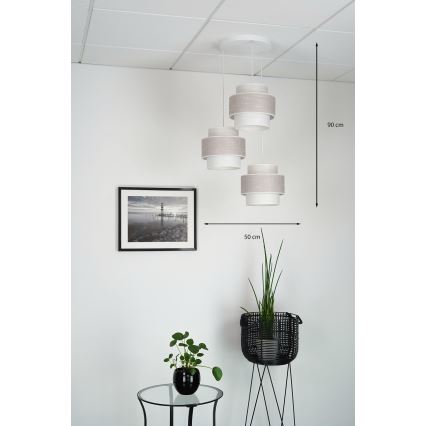 Brilagi - Suspension filaire DOVER SPACE 3xE27/15W/230V gris/crème