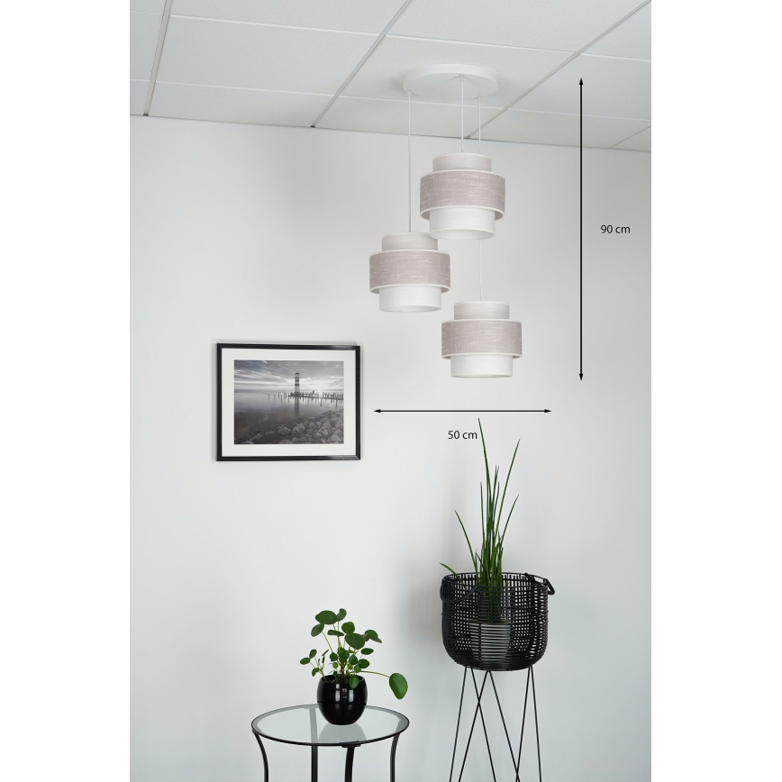 Brilagi - Suspension filaire DOVER SPACE 3xE27/15W/230V gris/crème