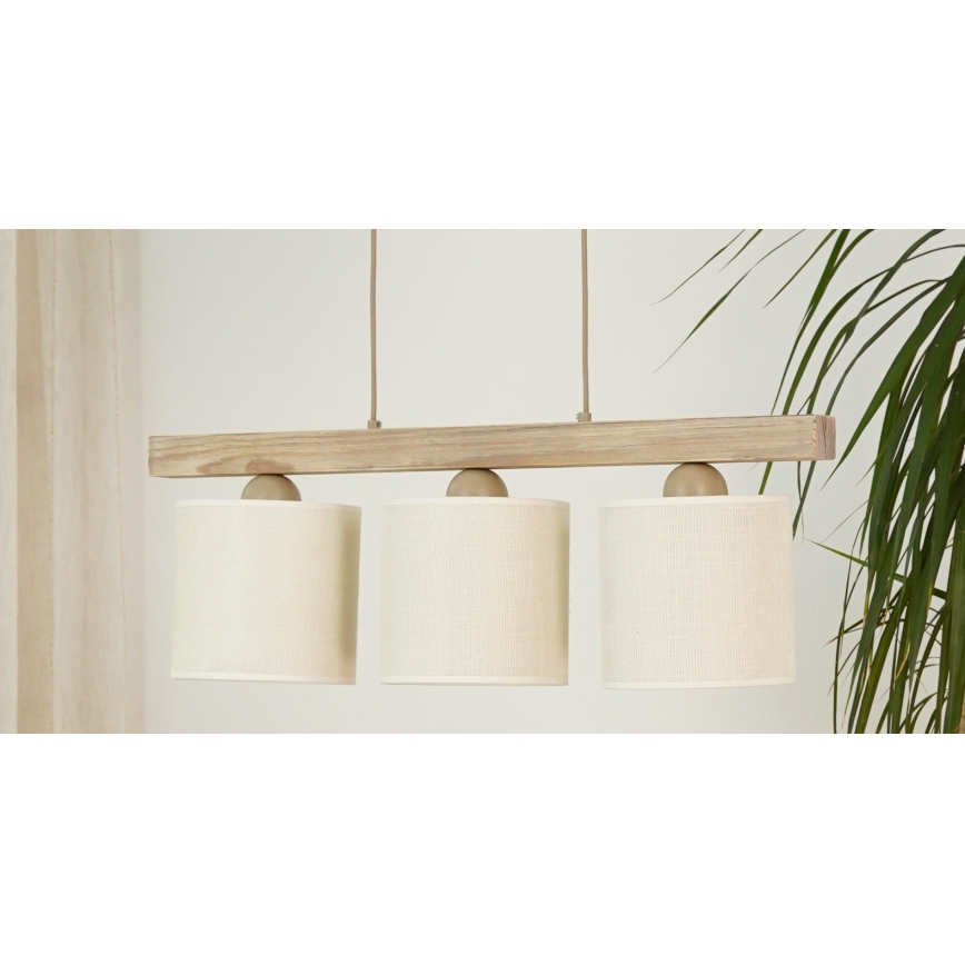 Brilagi - Suspension filaire FOREST 3xE27/15W/230V pin/marron/crème