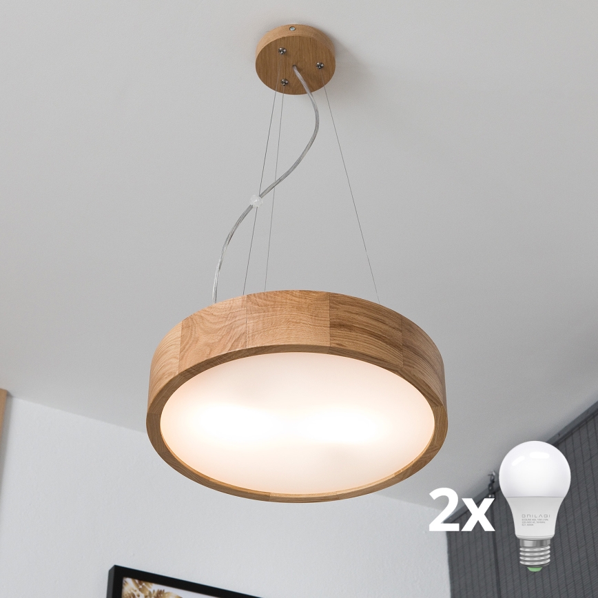 Brilagi - Suspension filaire LED CARVALHO 2xE27/60W/230V chêne d. 37 cm