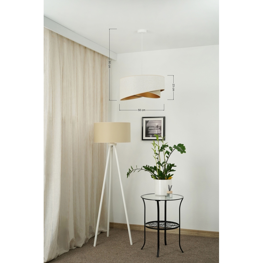 Brilagi - Suspension filaire LED LYRA 1xE27/15W/230V blanc/beige/doré