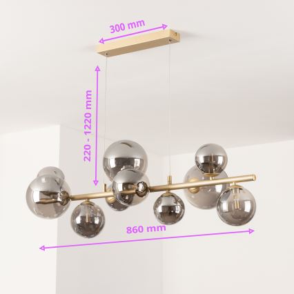 Brilagi - Suspension filaire LED MILLA 10xG9/3W/230V doré/fumé