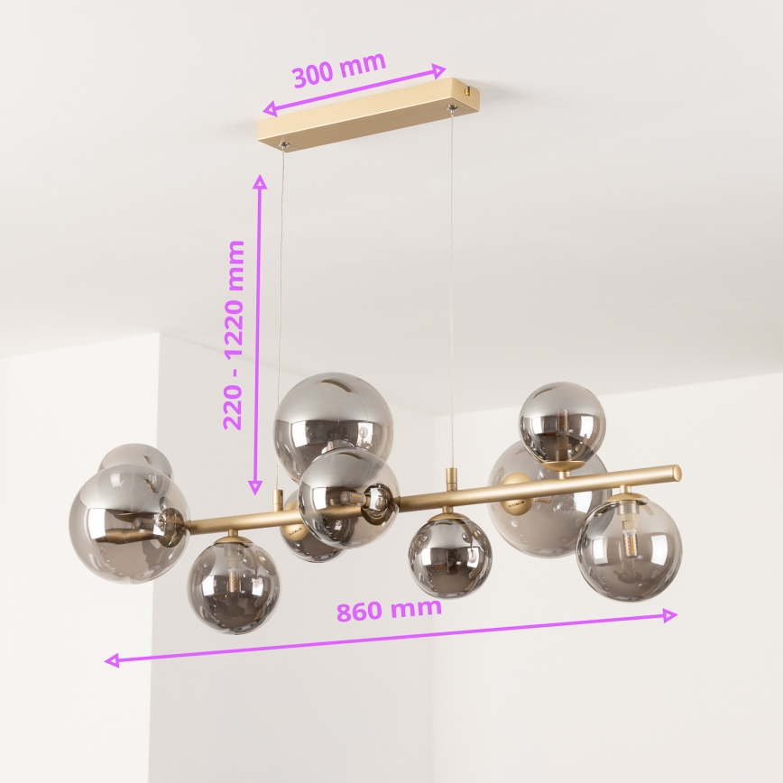Brilagi - Suspension filaire LED MILLA 10xG9/3W/230V doré/fumé