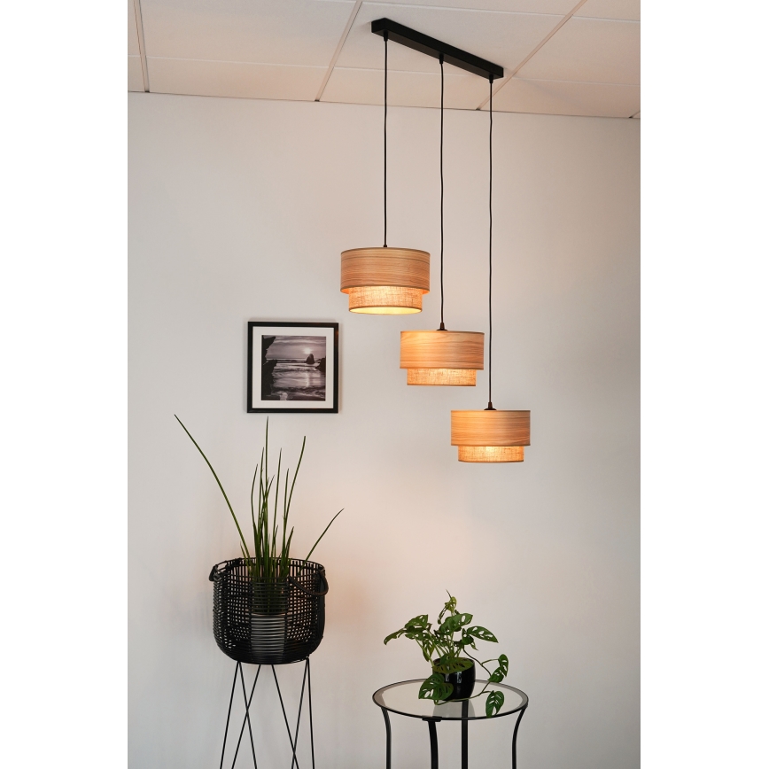 Brilagi - Suspension filaire MONTANA BOHO 3xE27/15W/230V marron/noir