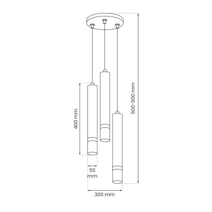 Brilagi - Suspension filaire POKER 3xGU10/25W/230V beige/doré