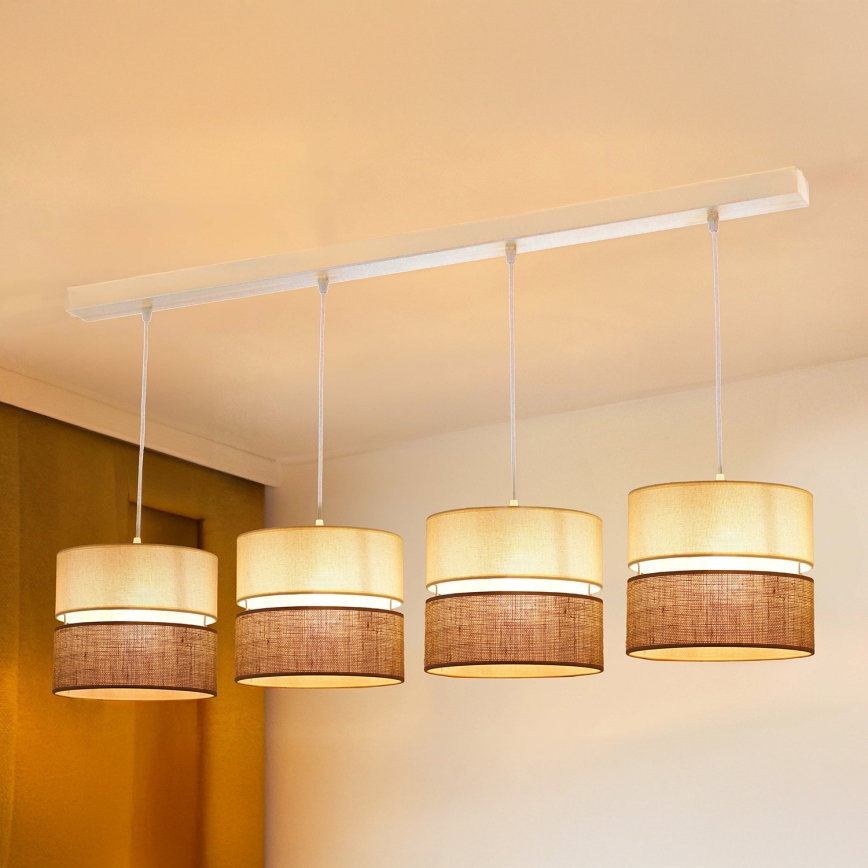 Brilagi - Suspension filaire ROYAL YUTE 4xE27/15W/230V beige/crème/blanc