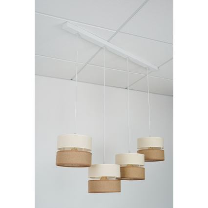 Brilagi - Suspension filaire ROYAL YUTE 4xE27/15W/230V beige/crème/blanc
