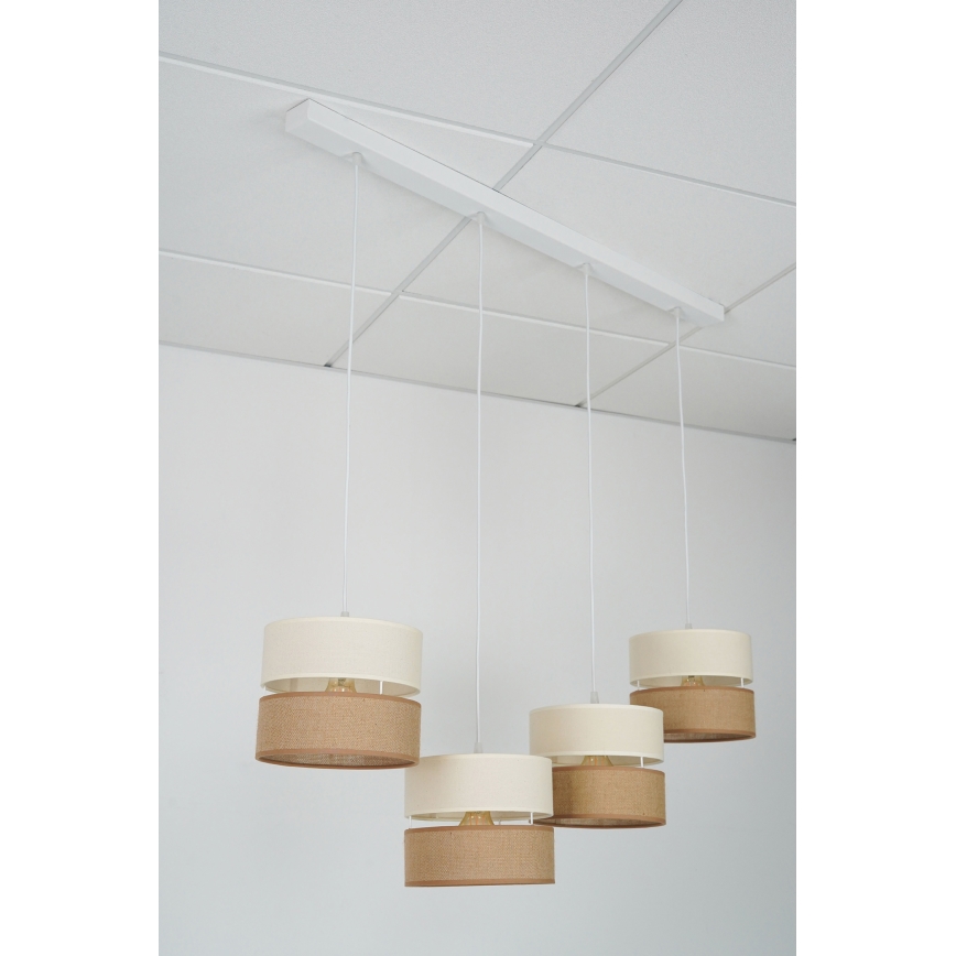 Brilagi - Suspension filaire ROYAL YUTE 4xE27/15W/230V beige/crème/blanc