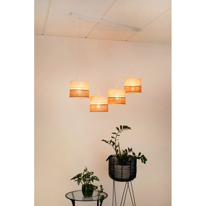 Brilagi - Suspension filaire ROYAL YUTE 4xE27/15W/230V beige/crème/blanc