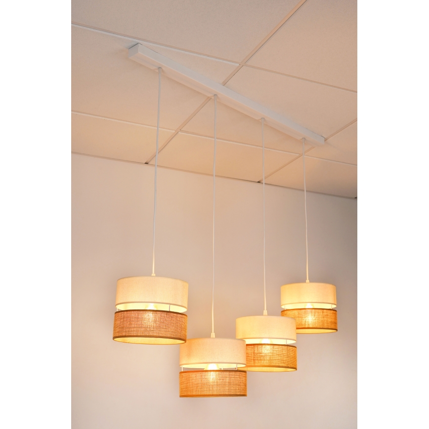 Brilagi - Suspension filaire ROYAL YUTE 4xE27/15W/230V beige/crème/blanc