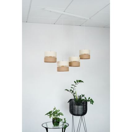 Brilagi - Suspension filaire ROYAL YUTE 4xE27/15W/230V beige/crème/blanc