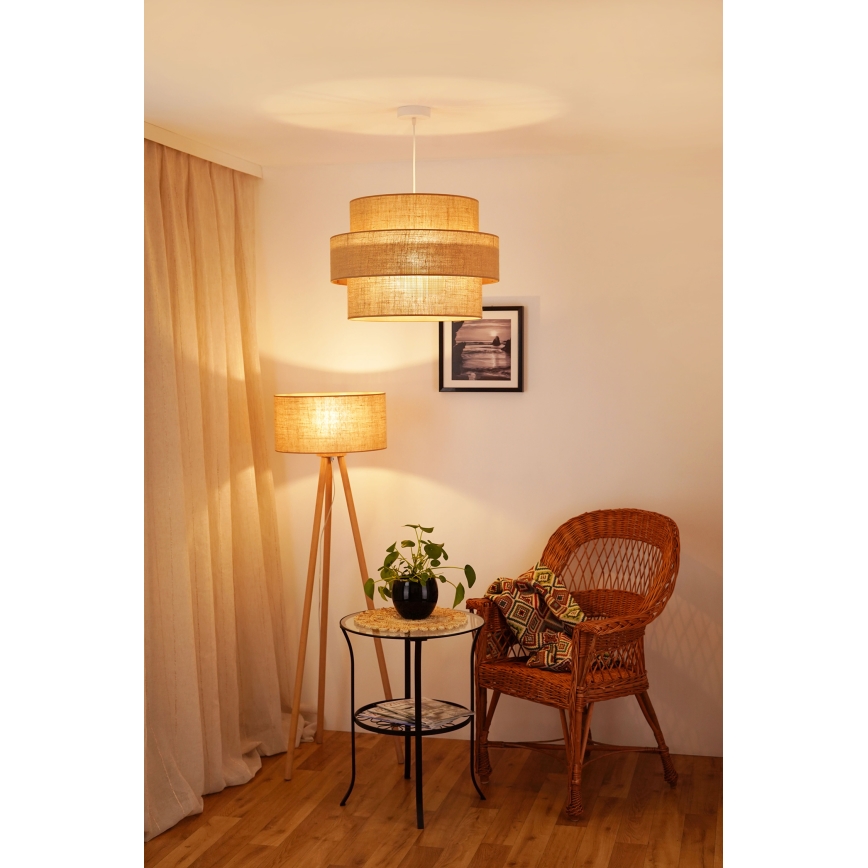 Brilagi - Suspension filaire SPACE YUTE 1xE27/15W/230V d. 50 cm beige/blanc