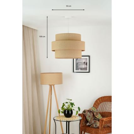 Brilagi - Suspension filaire SPACE YUTE 1xE27/15W/230V d. 50 cm beige/blanc
