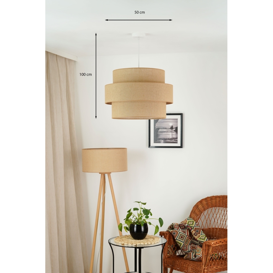 Brilagi - Suspension filaire SPACE YUTE 1xE27/15W/230V d. 50 cm beige/blanc