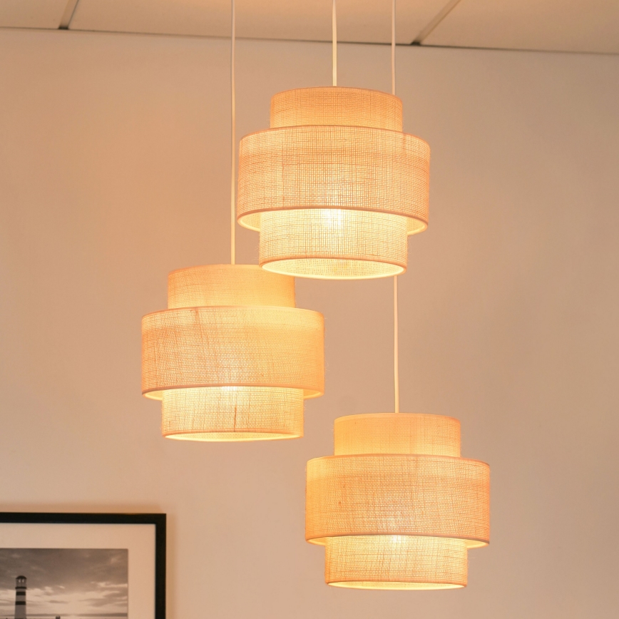 Brilagi - Suspension filaire SPACE YUTE 3xE27/15W/230V crème/blanc