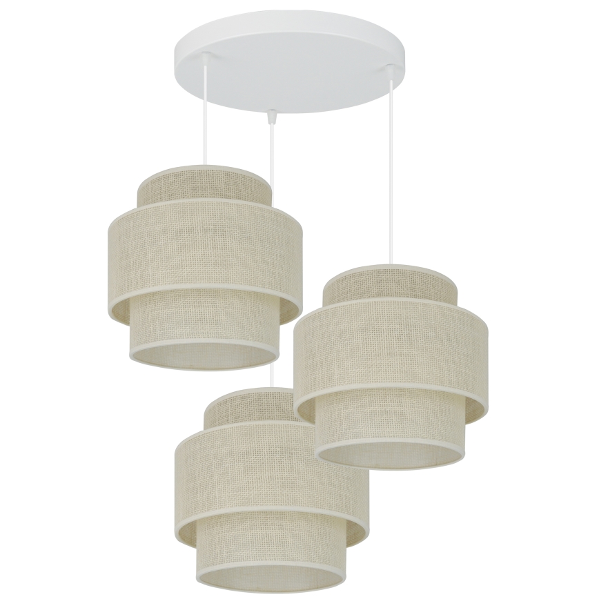 Brilagi - Suspension filaire SPACE YUTE 3xE27/15W/230V crème/blanc