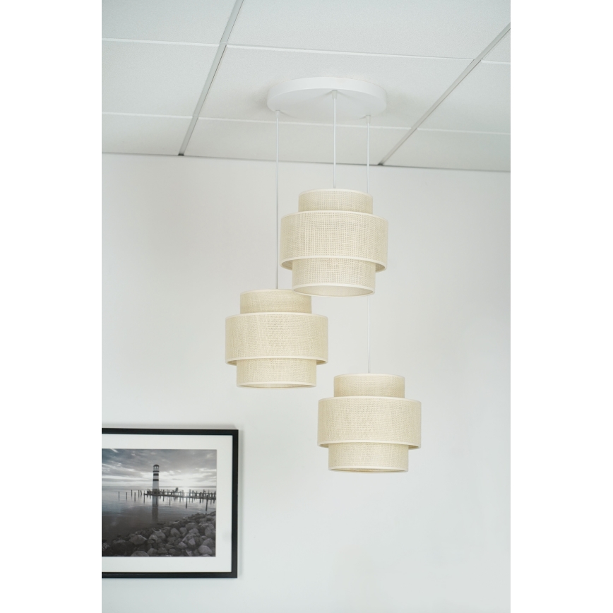 Brilagi - Suspension filaire SPACE YUTE 3xE27/15W/230V crème/blanc