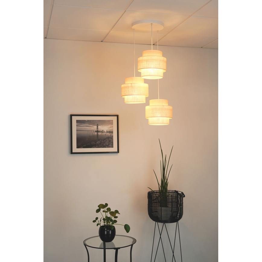 Brilagi - Suspension filaire SPACE YUTE 3xE27/15W/230V crème/blanc