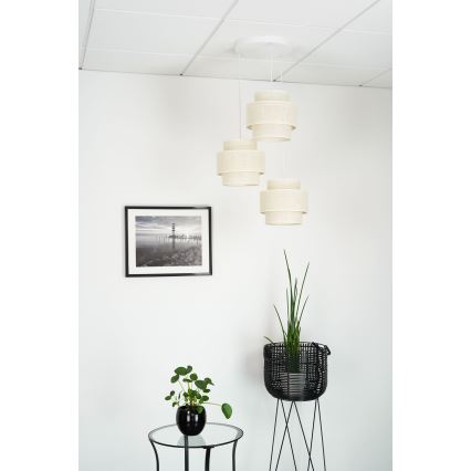 Brilagi - Suspension filaire SPACE YUTE 3xE27/15W/230V crème/blanc