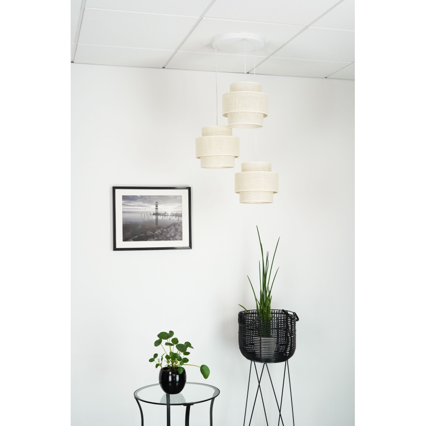 Brilagi - Suspension filaire SPACE YUTE 3xE27/15W/230V crème/blanc