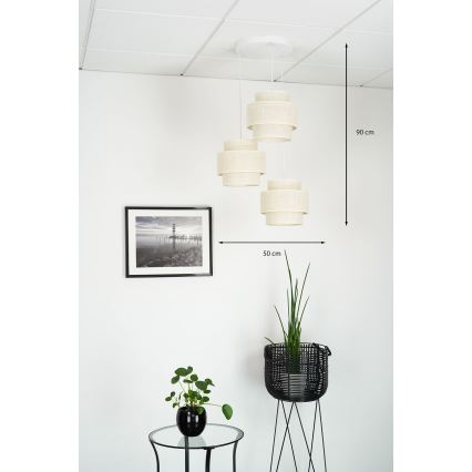 Brilagi - Suspension filaire SPACE YUTE 3xE27/15W/230V crème/blanc