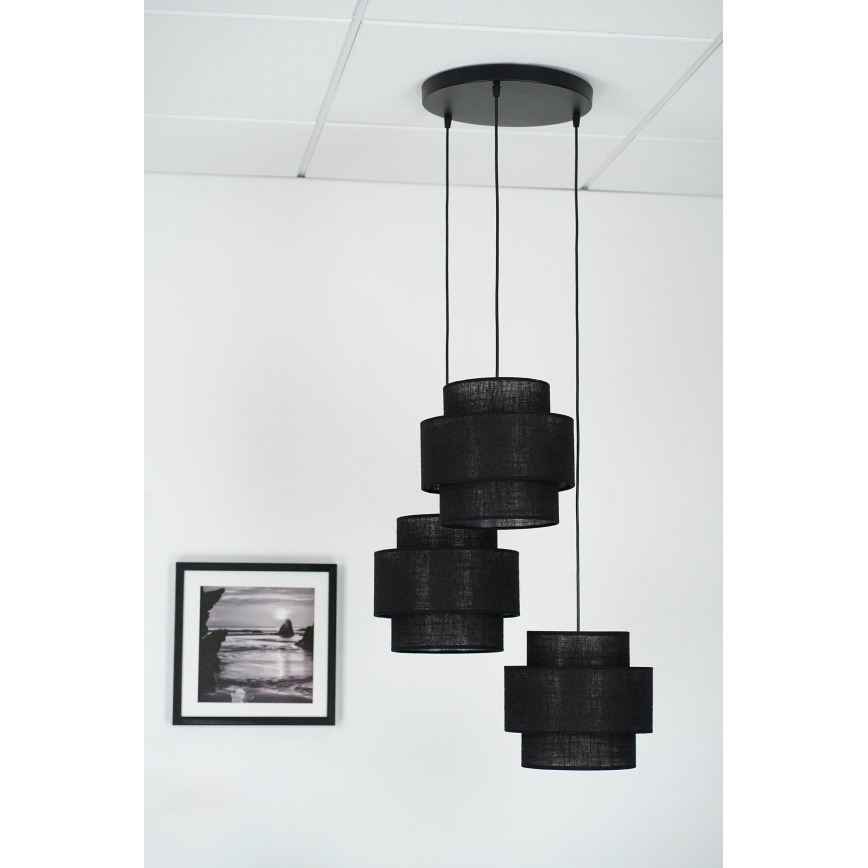 Brilagi - Suspension filaire SPACE YUTE 3xE27/15W/230V noir