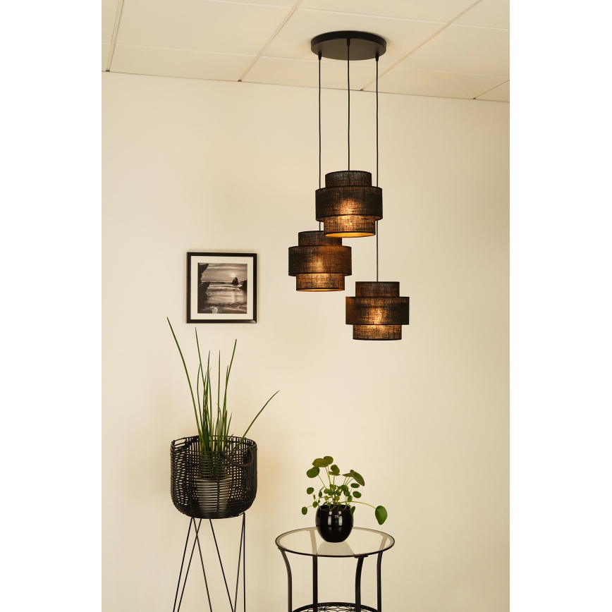 Brilagi - Suspension filaire SPACE YUTE 3xE27/15W/230V noir