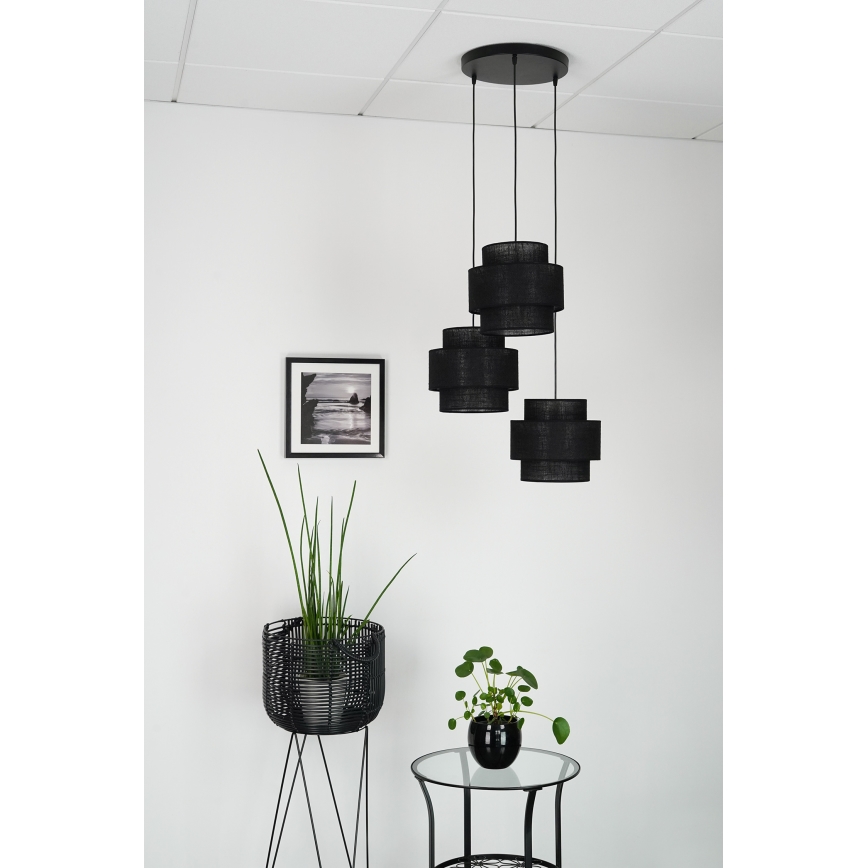 Brilagi - Suspension filaire SPACE YUTE 3xE27/15W/230V noir
