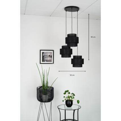 Brilagi - Suspension filaire SPACE YUTE 3xE27/15W/230V noir