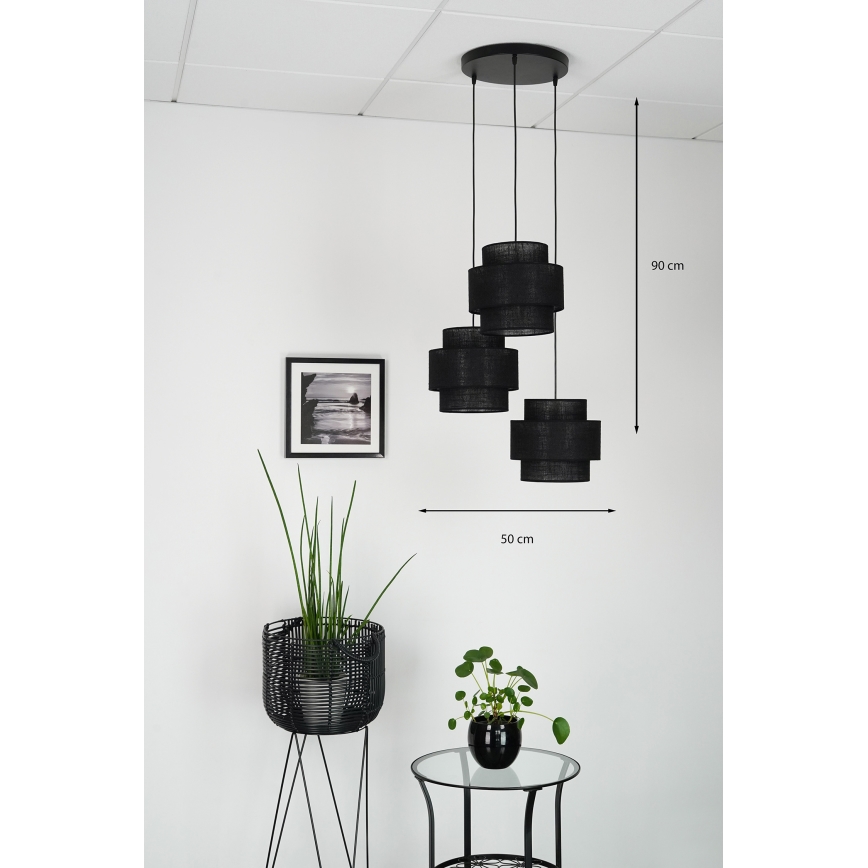 Brilagi - Suspension filaire SPACE YUTE 3xE27/15W/230V noir